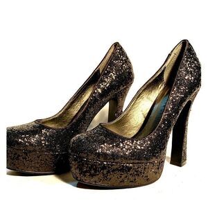 BLACK SHOES with GLITTER CHINESE LAUDRY PLATFORMS 7.5 NWT